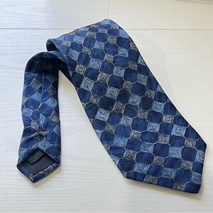 Altea Milano Blue and Gray Geometric Men's Tie - 100% Silk - Made in Italy